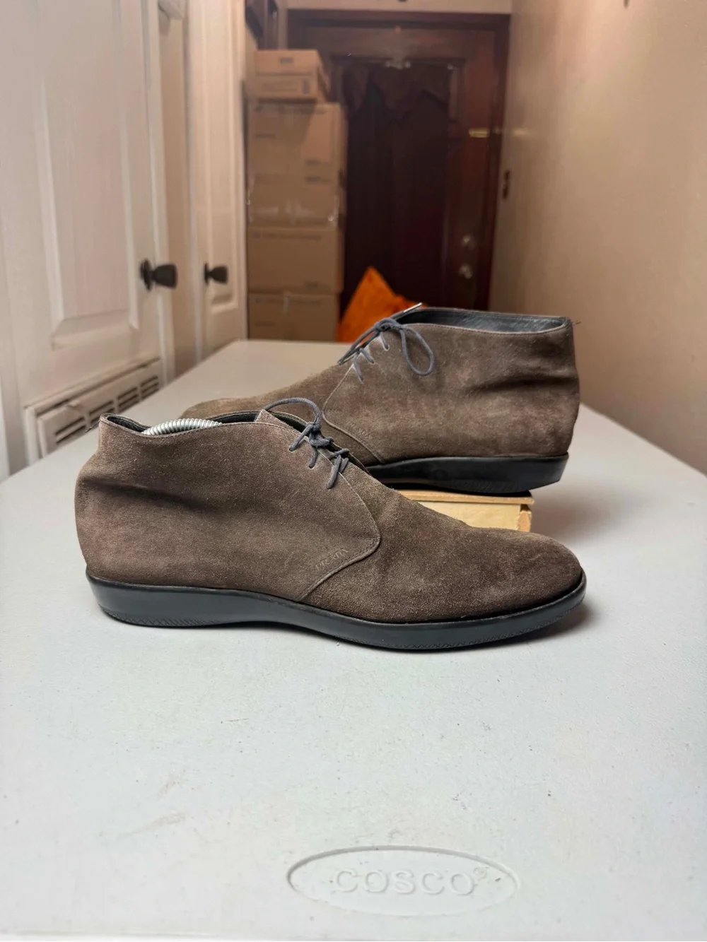 Damage PRADA Sued Leather Desert Boots Booties Shoes - Brown - Sz 9 EU / US 10